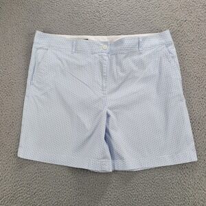 BROOKS BROTHERS Shorts‎ Size 16 Chino 6.5" Inseam Hi Rise Blue White Print